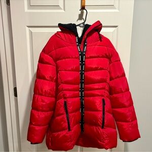 Reebok Red Puffer Jacket with Hood  like new worn 4 times